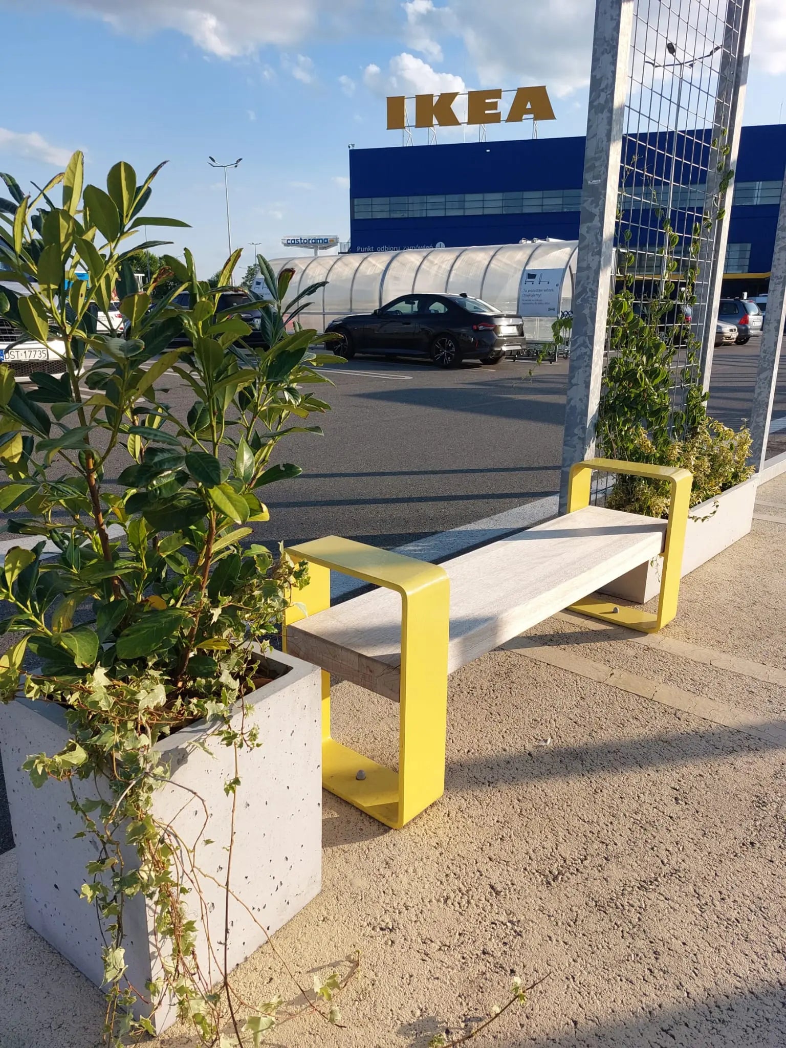 Outdoor Concrete Planters - Rectangle 50x120x50 cm in a parking lot Decormania UK