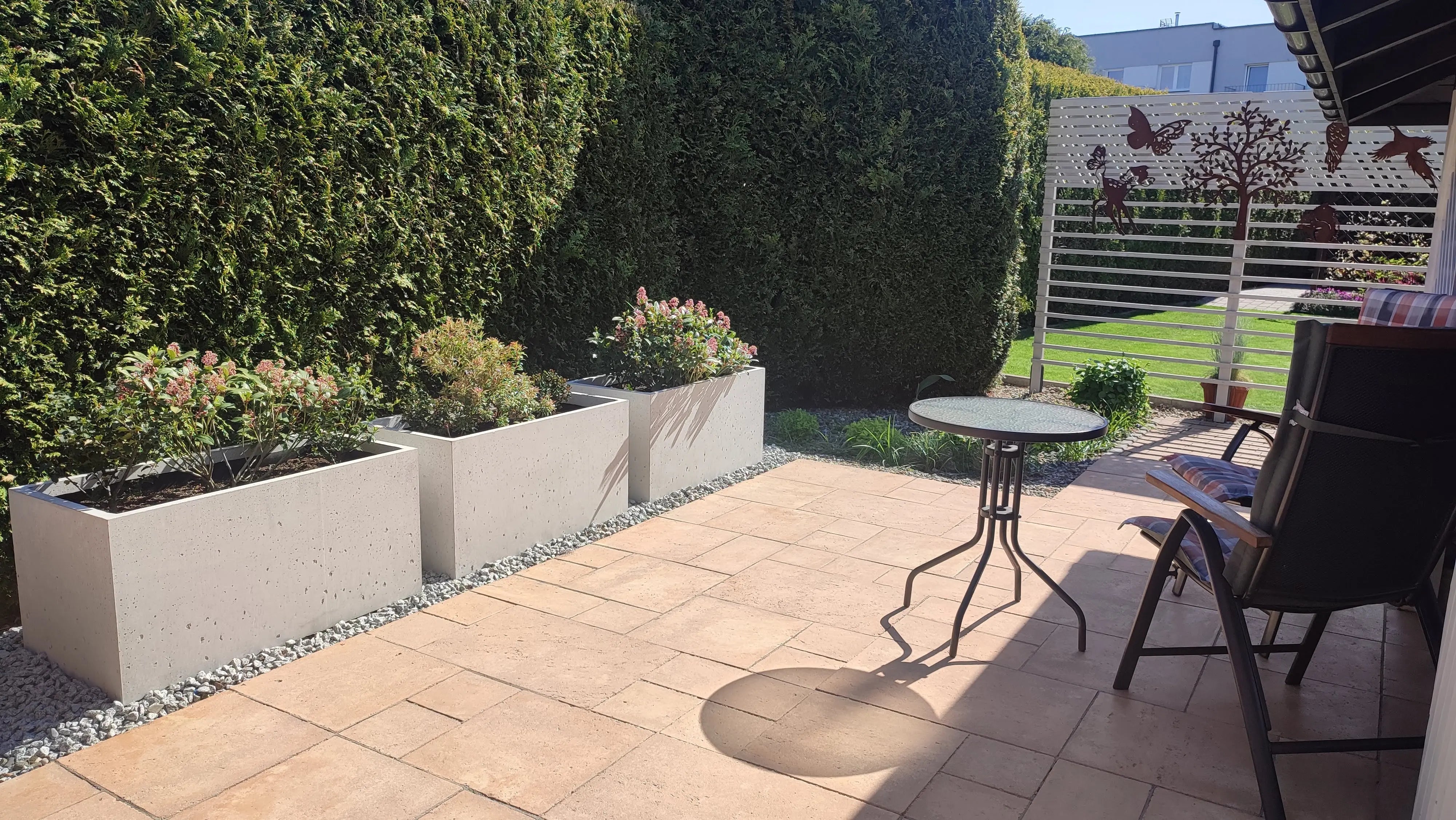 Outdoor Concrete Planters - Rectangle 50x120x50 cm in the patio outside Decormania UK