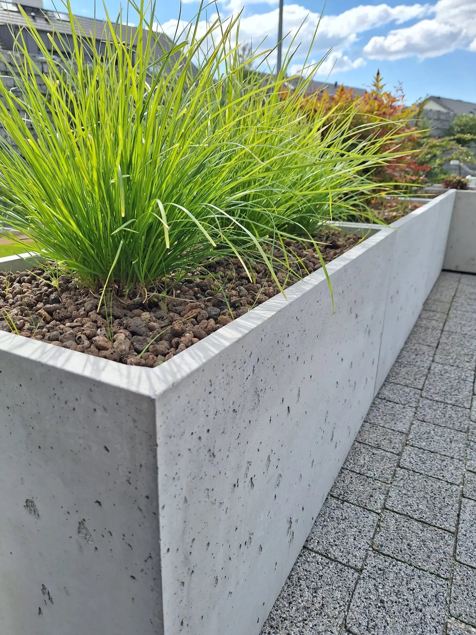 Outdoor Concrete Planters - Rectangle 50x120x50 cm closeup Decormania UK
