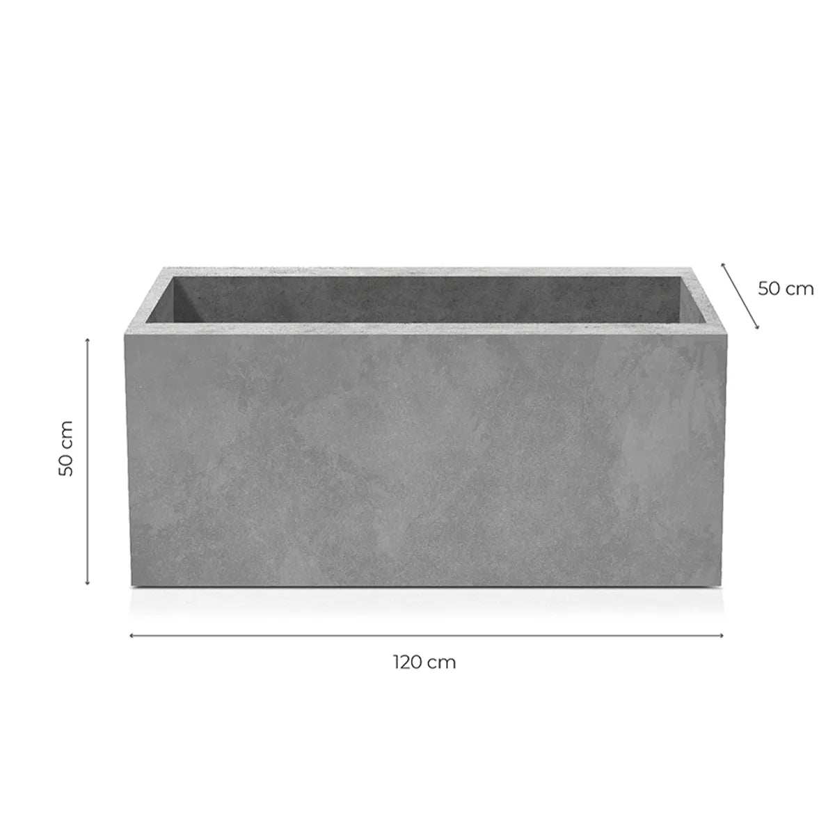 Outdoor Concrete Planters - Rectangle 50x120x50 cm on white background  Decormania UK