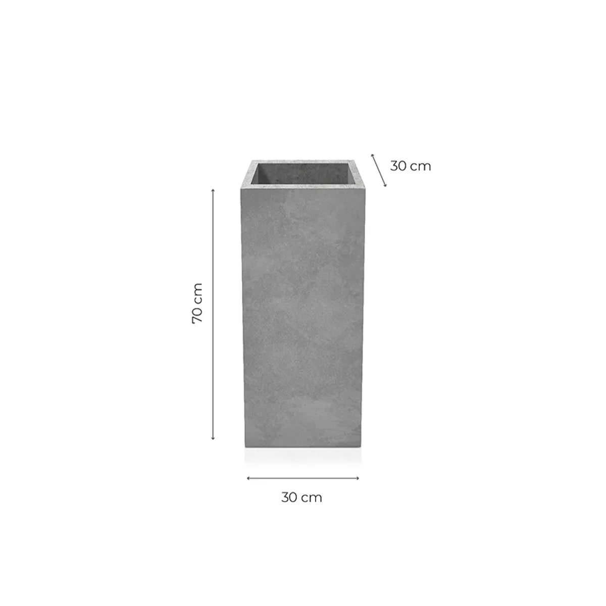 Outdoor Concrete Planters - Square 30x30x70 cm on white background Decormania UK