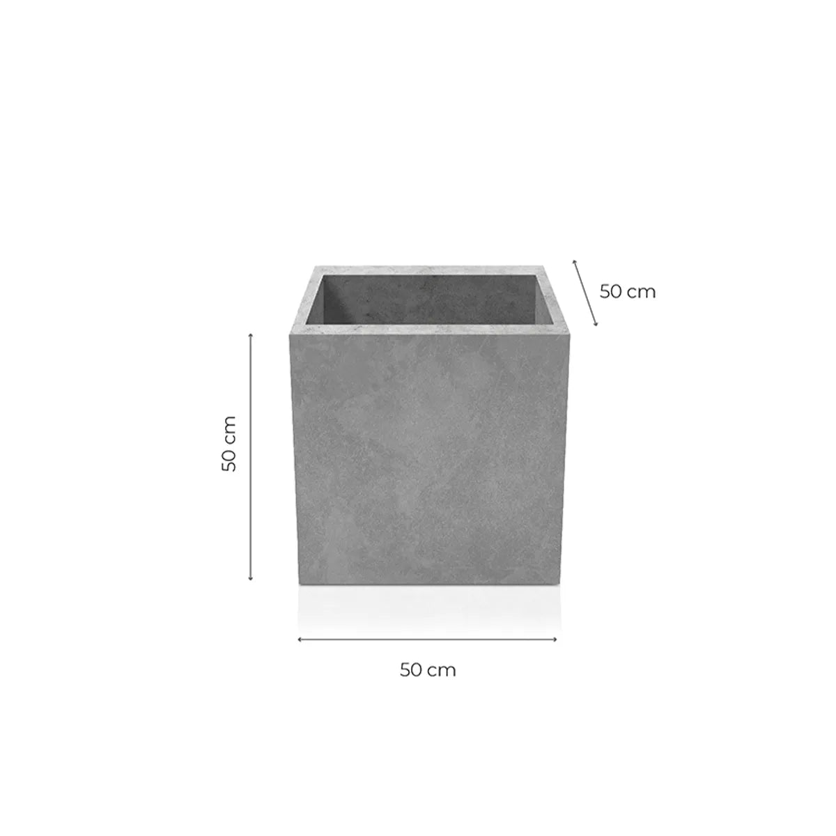 Outdoor Concrete Planters - Square 50x50x50 cm on white background Decormania UK