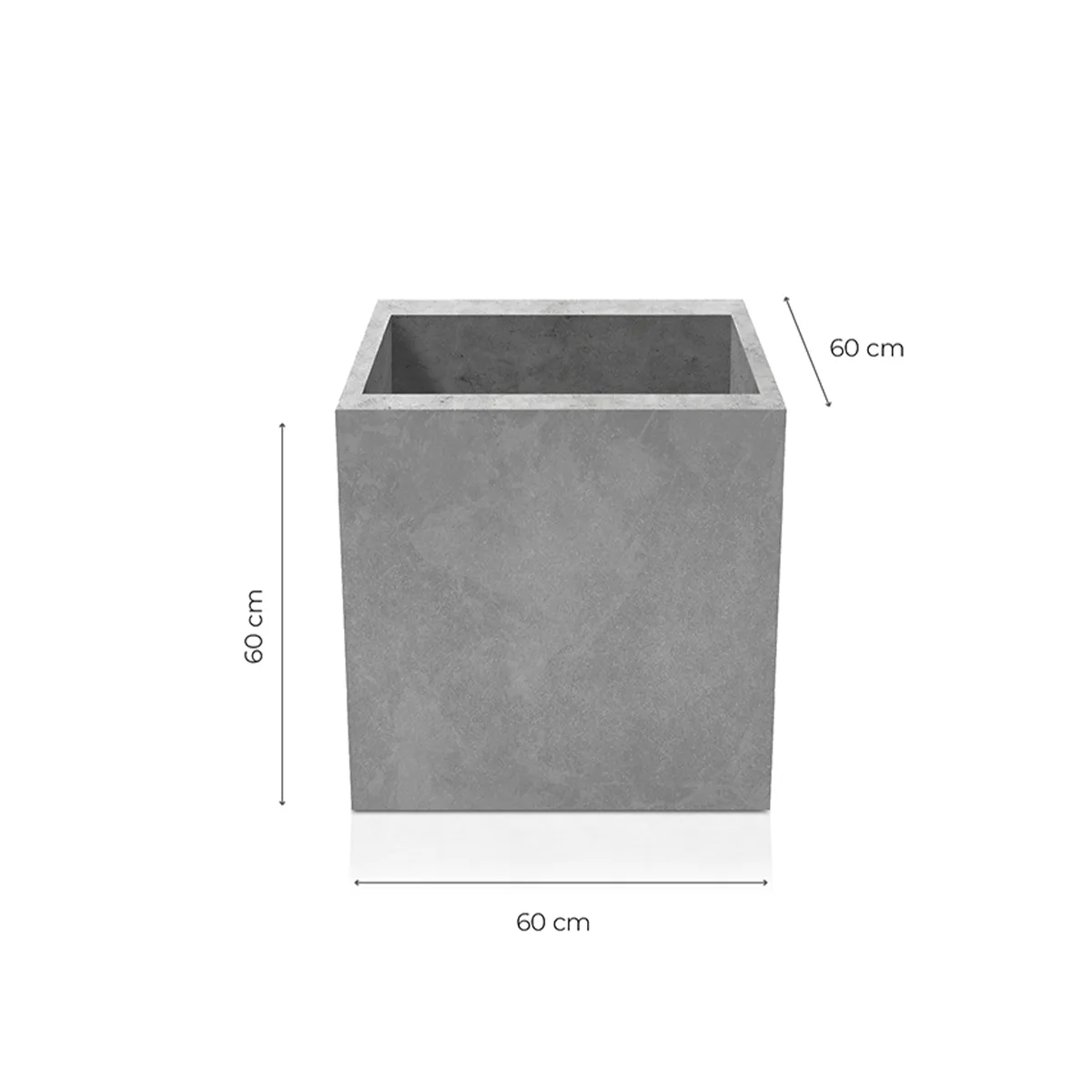 Outdoor Concrete Planters - Square 60x60x60 cm on white background Decormania UK