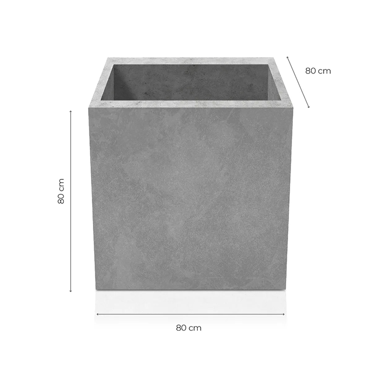 Outdoor Concrete Planters - Square 80x80x80 cm on white background Decormania UK