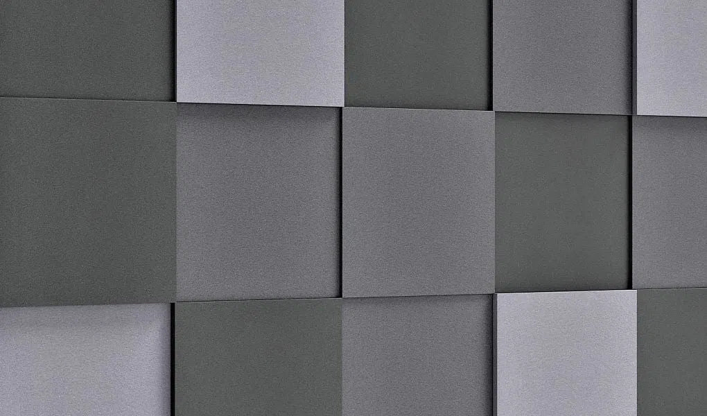 PIXEL L Soft Acoustic Wall Panel grey composition closeup Decormania UK