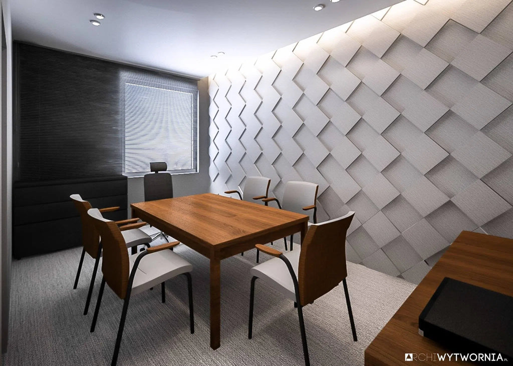 PIXEL L Soft Acoustic Wall Panel in modern grey interior Decormania UK