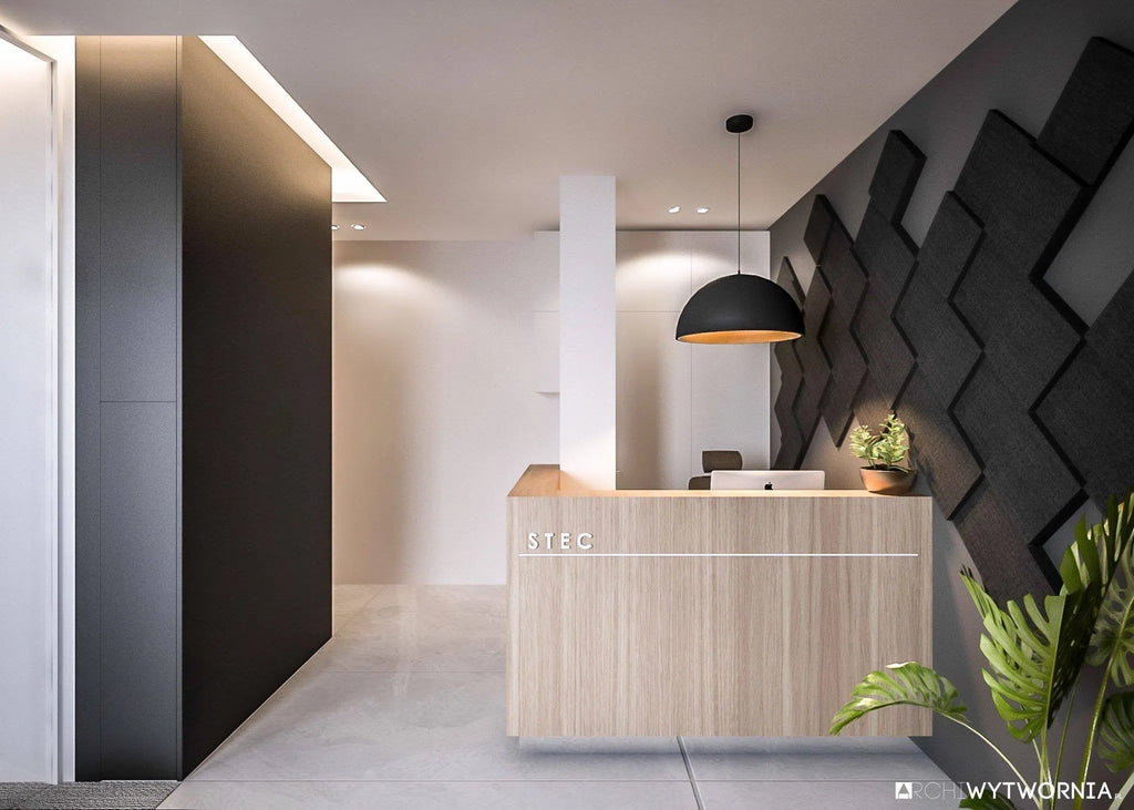PIXEL L Soft Acoustic Wall Panel in modern reception interior Decormania UK