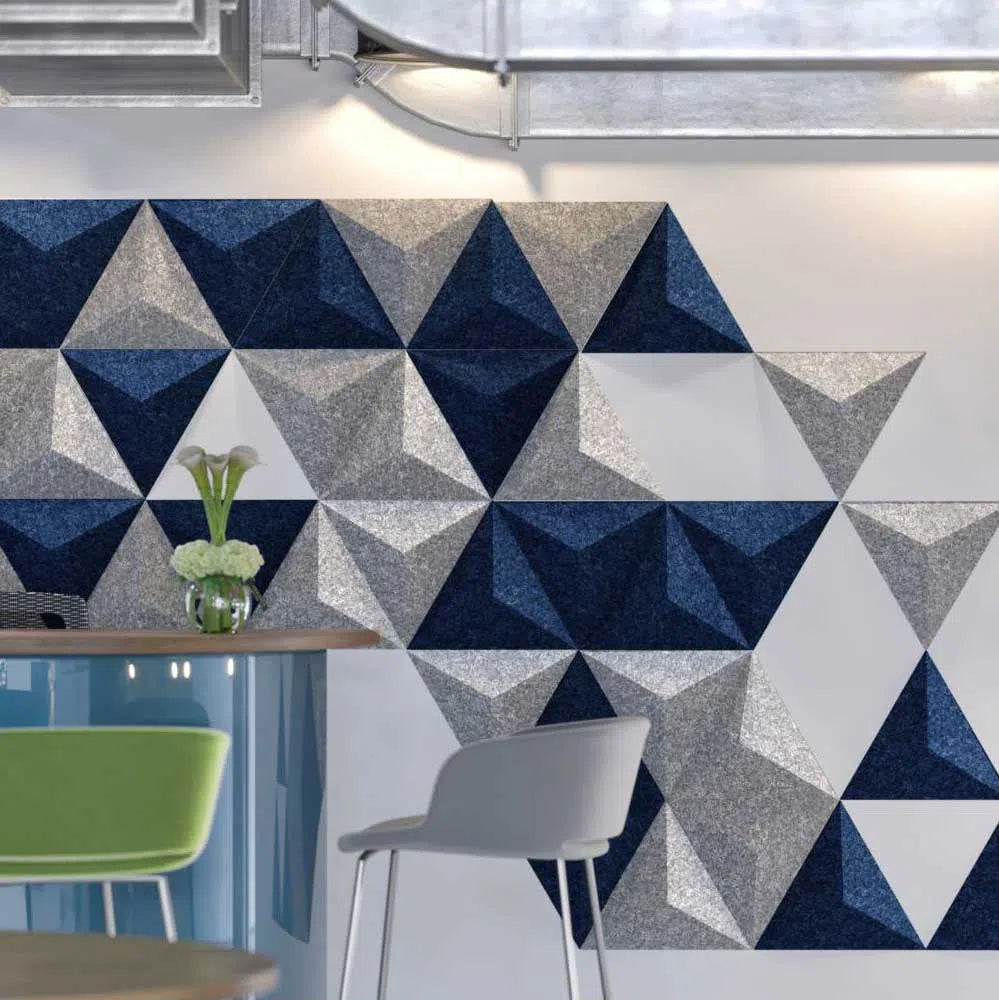 PYRAMID 3D Acoustic Felt Wall Panels grey and blue composition GREY Multipack Decormania UK