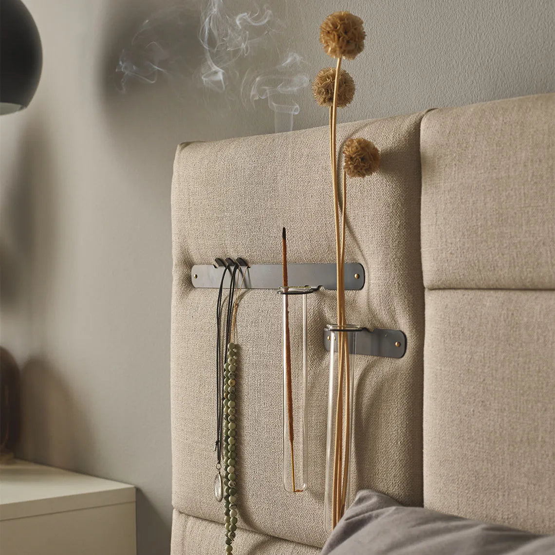 Padded Wall Boards Accessories - Decorative Strip 1 Black closeup on beige panel Decormania UK