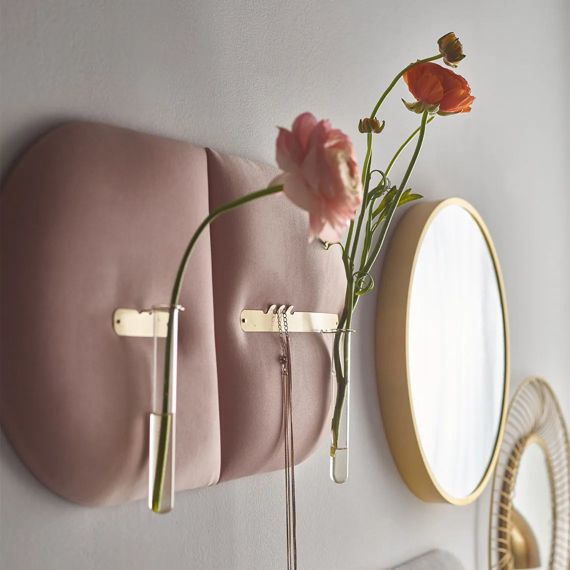 Padded Wall Boards Accessories - Decorative Strip 1 Gold mounted on pink panels Decormania UK