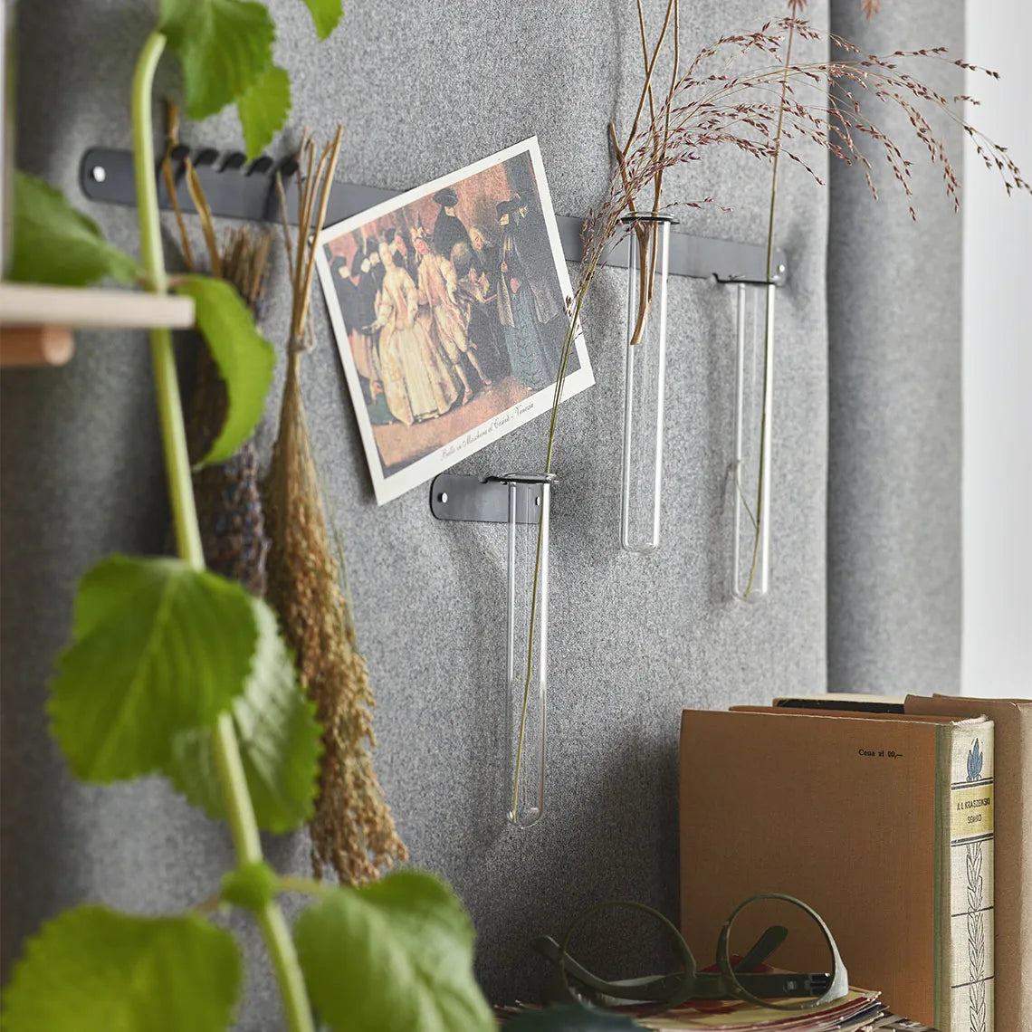 Padded Wall Boards Accessories - Decorative Strip 2 Black on grey panel with greenery Decormania UK