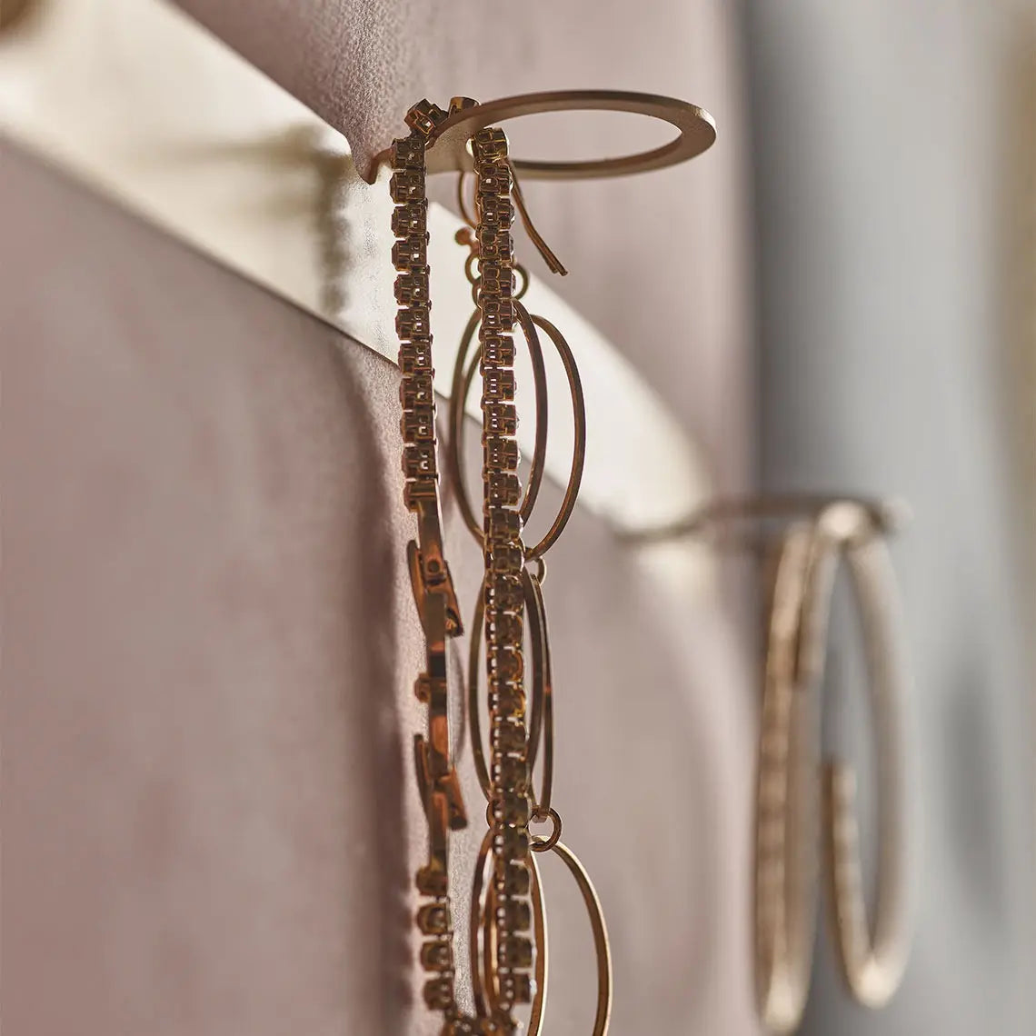 Padded Wall Boards Accessories - Decorative Strip 2 Gold on pink panel closeup Decormania UK