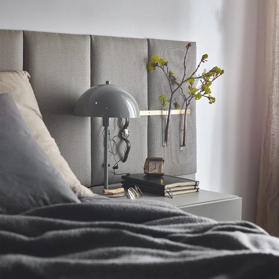 Padded Wall Boards Accessories - Decorative Strip 2 Gold on grey panel Decormania UK