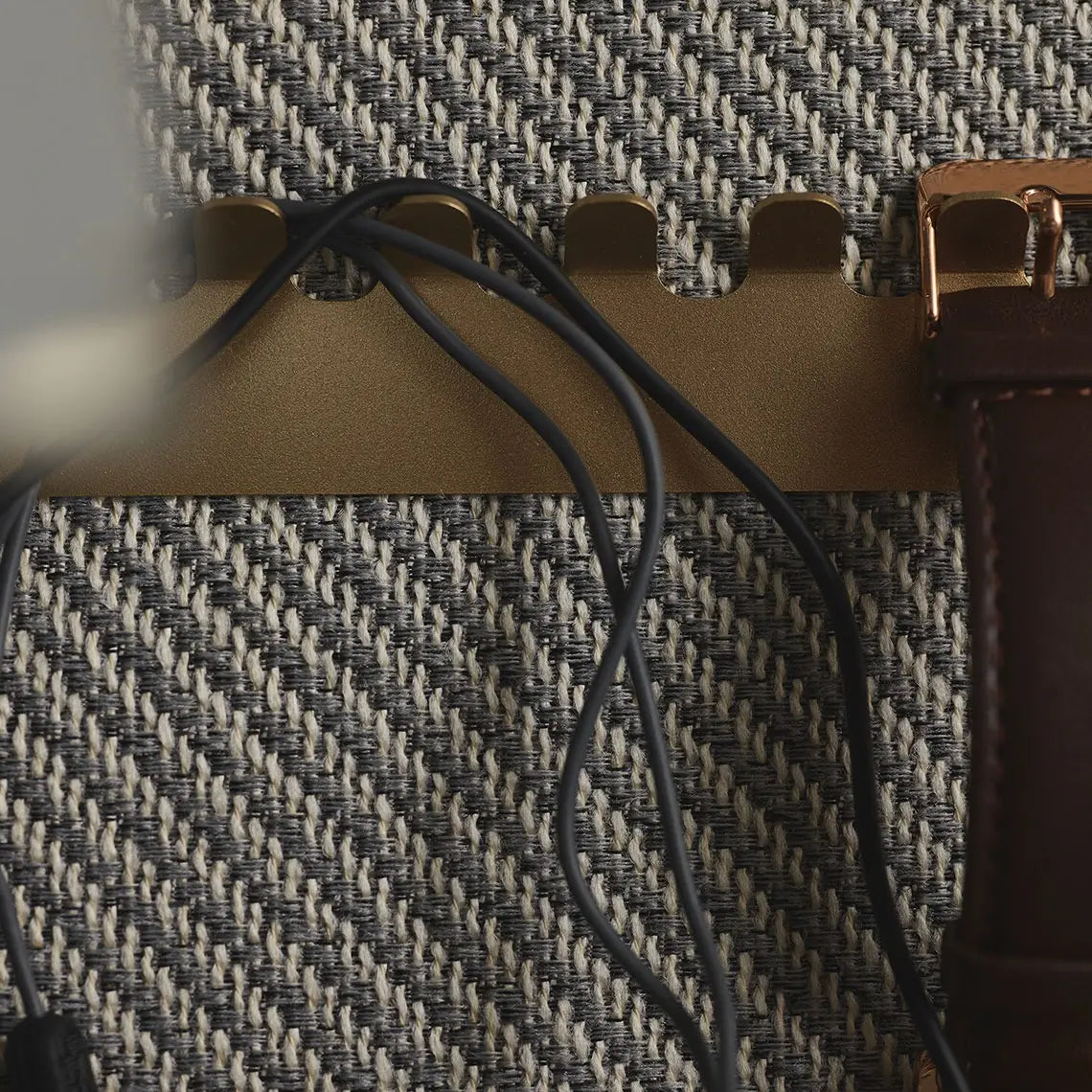 Padded Wall Boards Accessories - Decorative Strip 2 Gold on grey panel closeup Decormania UK