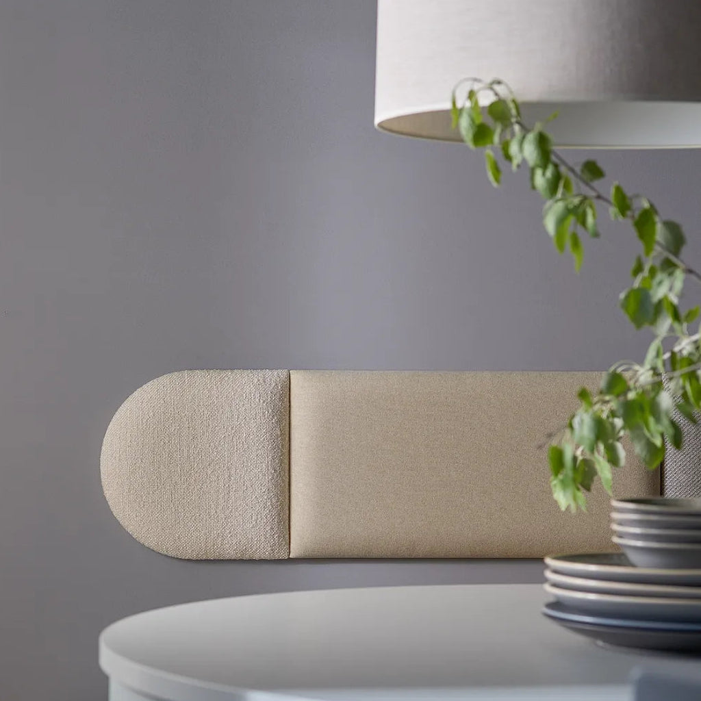 Padded Wall Panels Set 4 Beige on grey wall Decormania UK