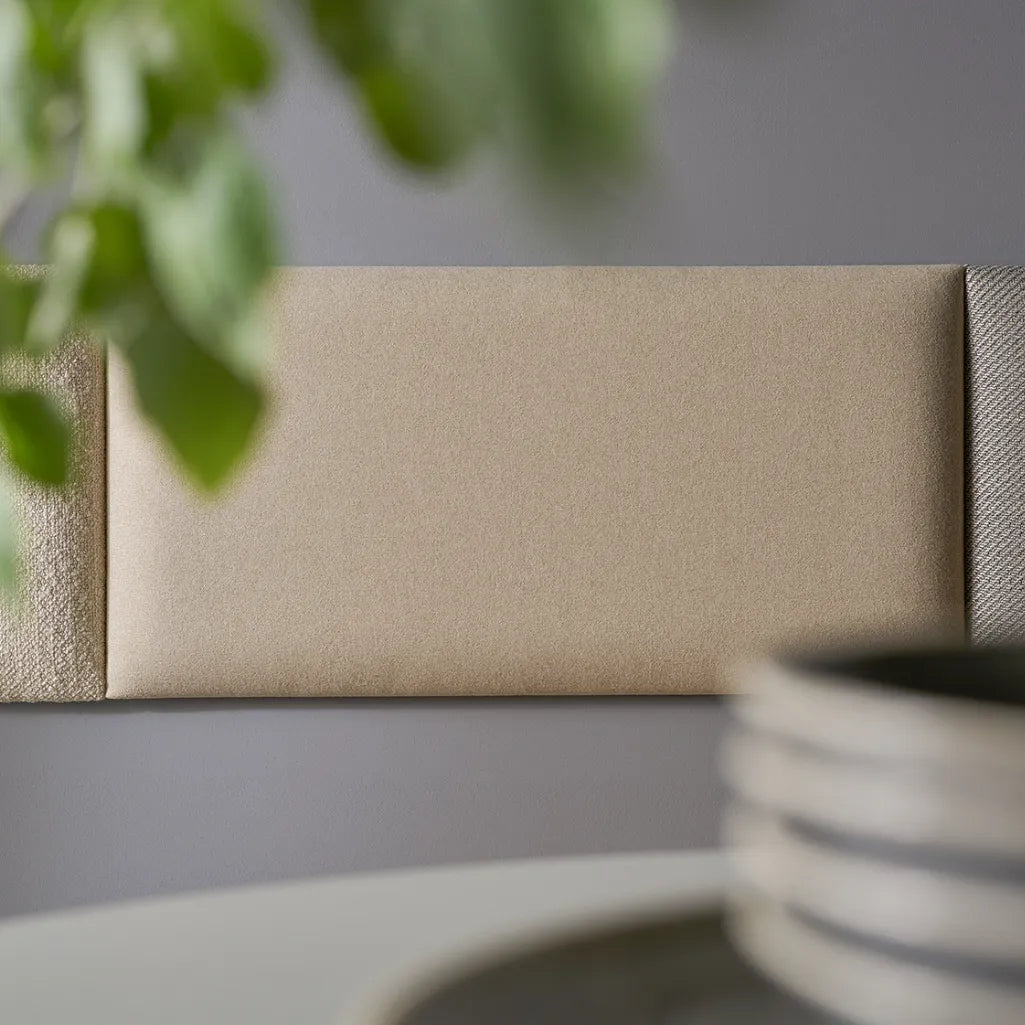Padded Wall Panels Set 4 Beige on grey wall Decormania UK