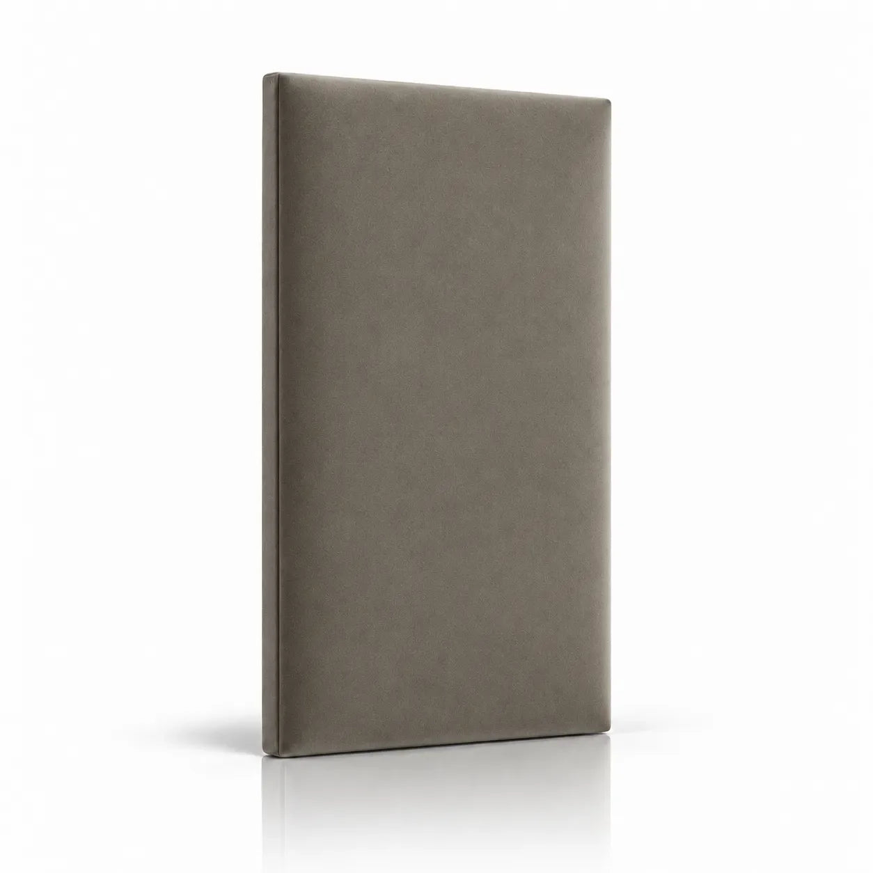 Taupe bespoke upholstered wall panel on white background