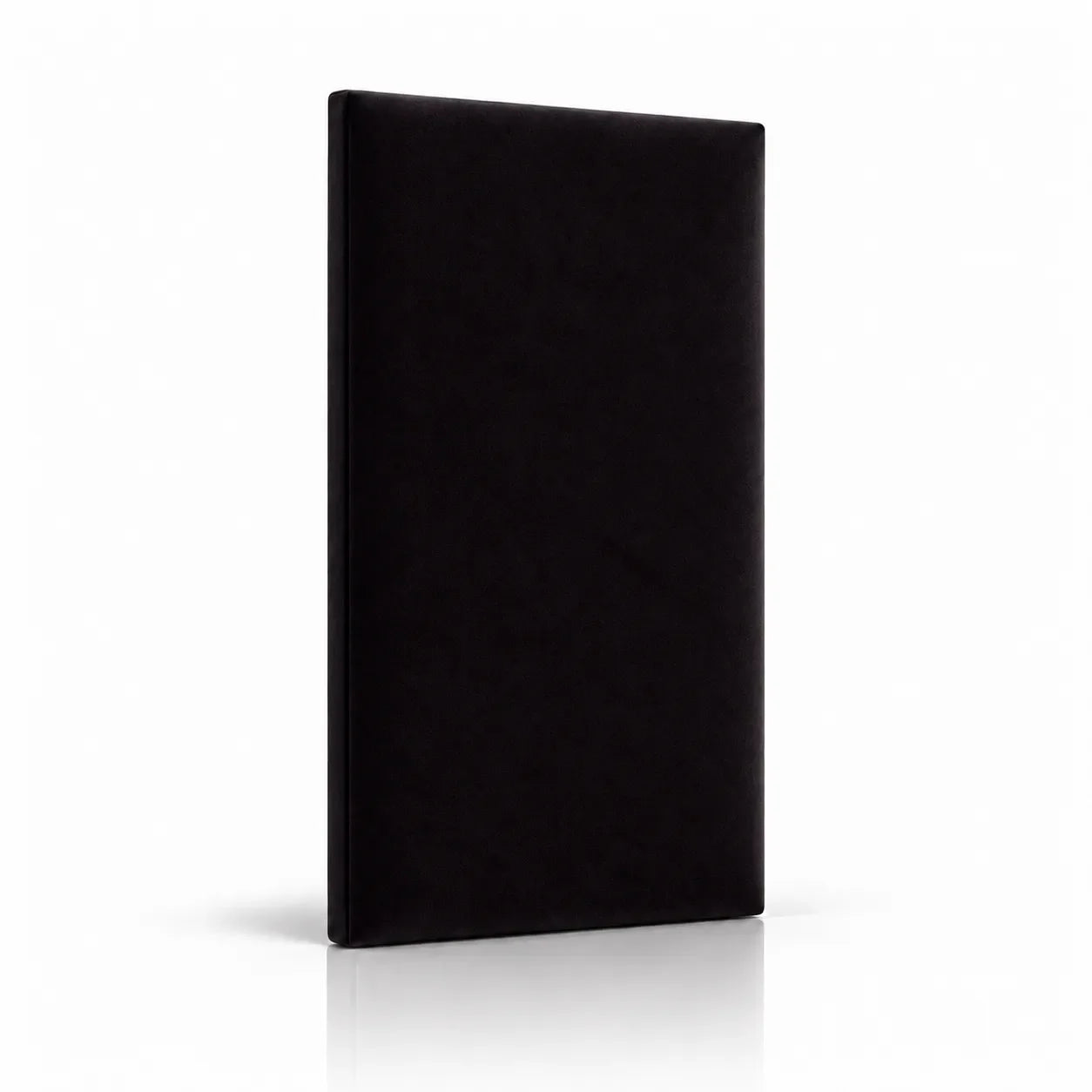 Velvet black bespoke upholstered wall panel on white background
