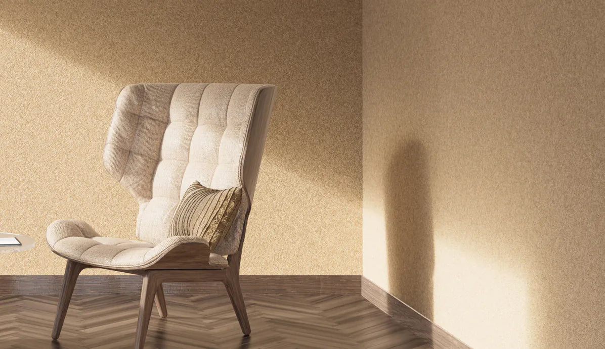 Plain Acoustic Wallpaper Wool in beige colour interior DecorMania UK