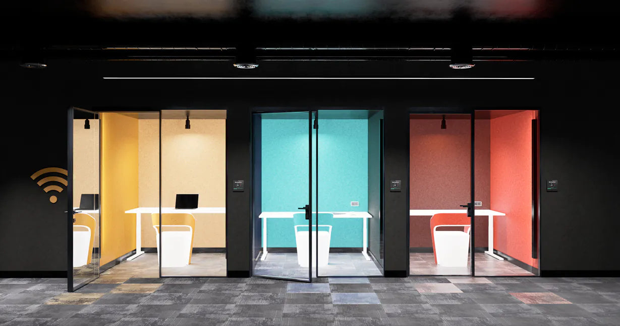 Plain Acoustic Wallpaper Wool in office interior DecorMania UK