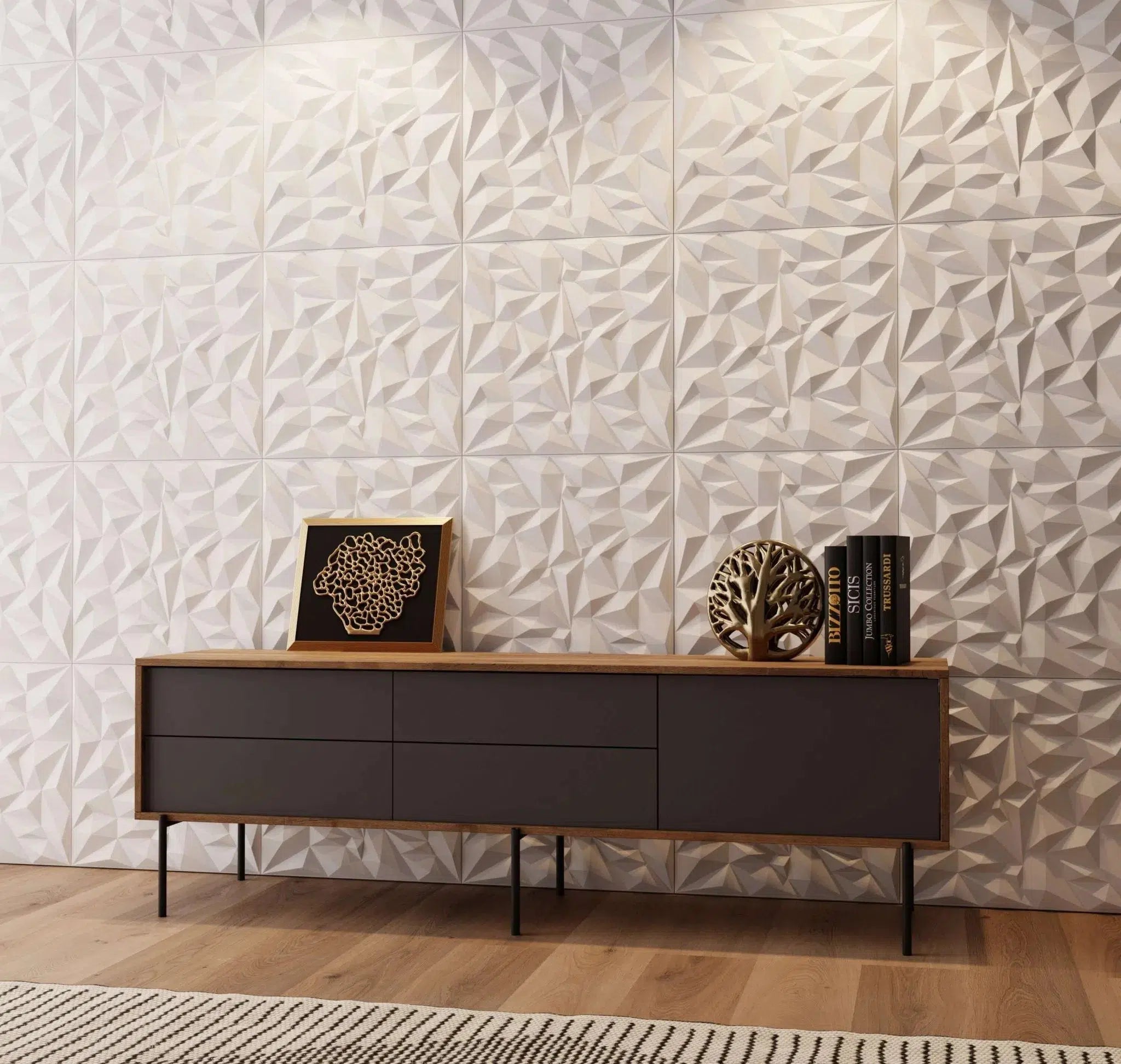 RHINESTONE 3D Decorative Wall Panels - Polystyrene in modern living room | DecorMania UK