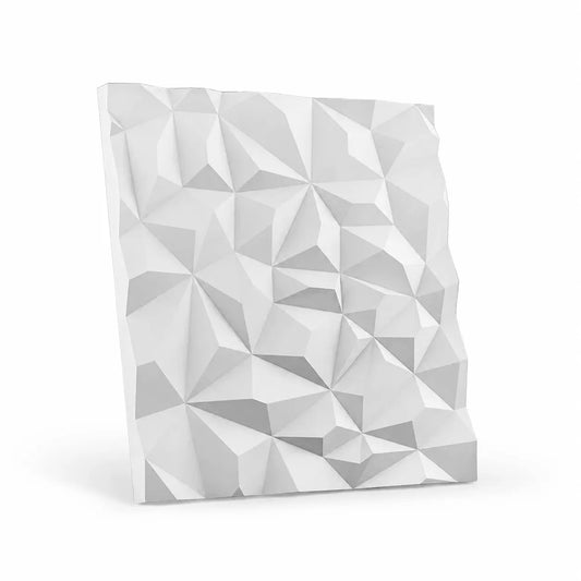 White Rhinestone 50 × 50 cm gypsum 3D wall panel with a crystalline geometric relief pattern