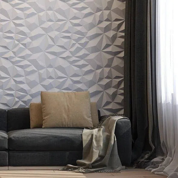 Model Rhinestone - 3D Gypsum Wall Panels create a modern accent wall behind a cozy sofa | DecorMania UK