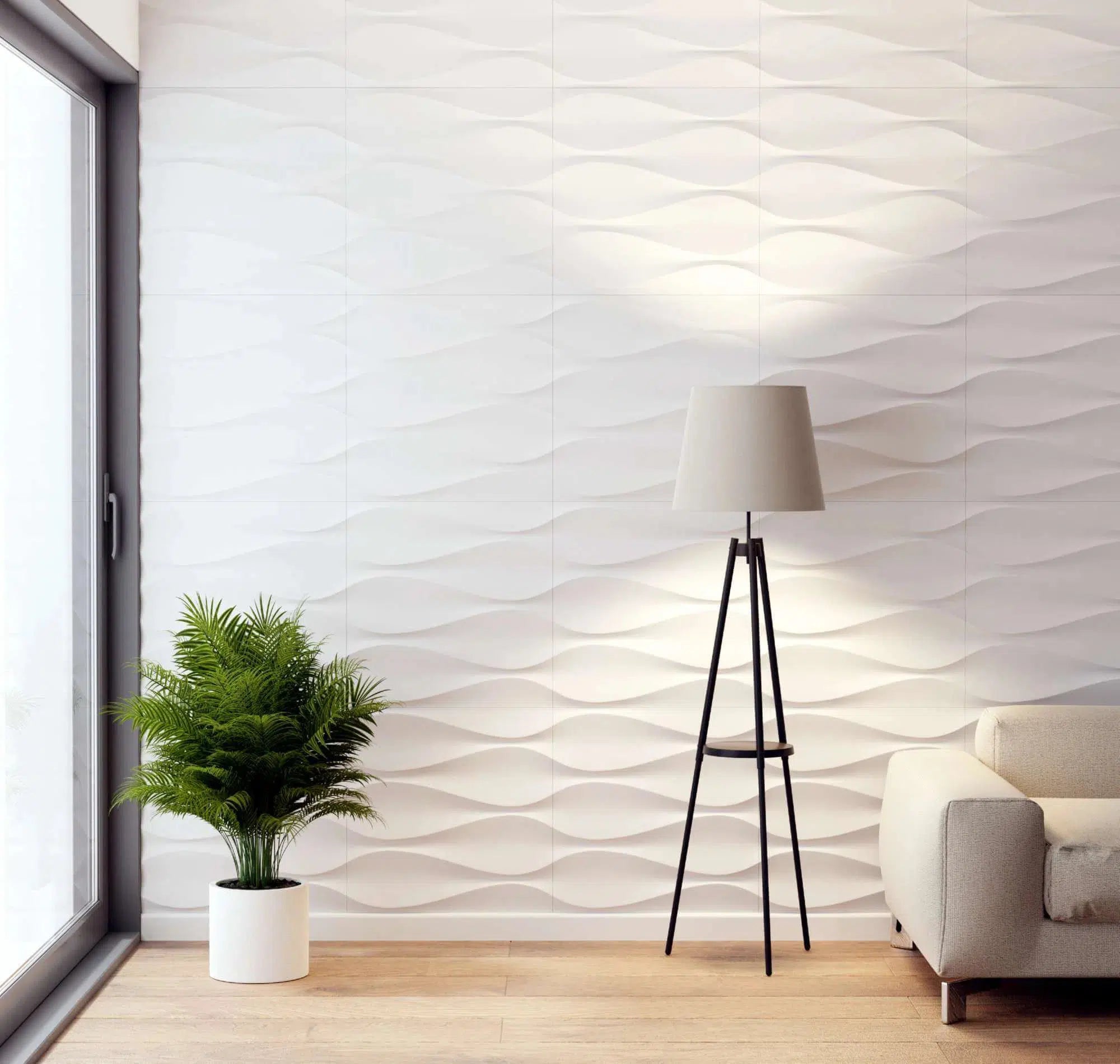 SANDGLASS 3D Decorative Wall Panels - Polystyrene in white modern interior | DecorMania UK