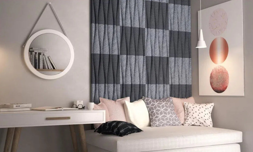 SANDGLASS Acoustic 3D Felt Wall Panels in grey interior GREY Multipack Decormania UK