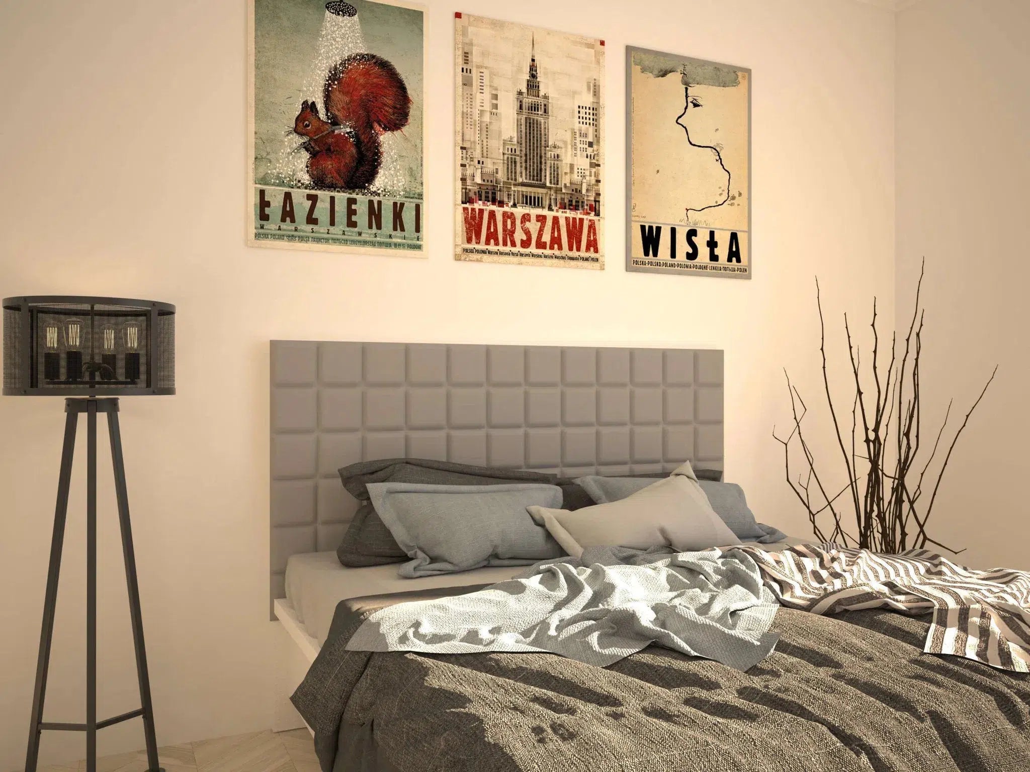 SQUARE 3D Decorative Wall Panels - Polystyrene in bedroom | DecorMania UK