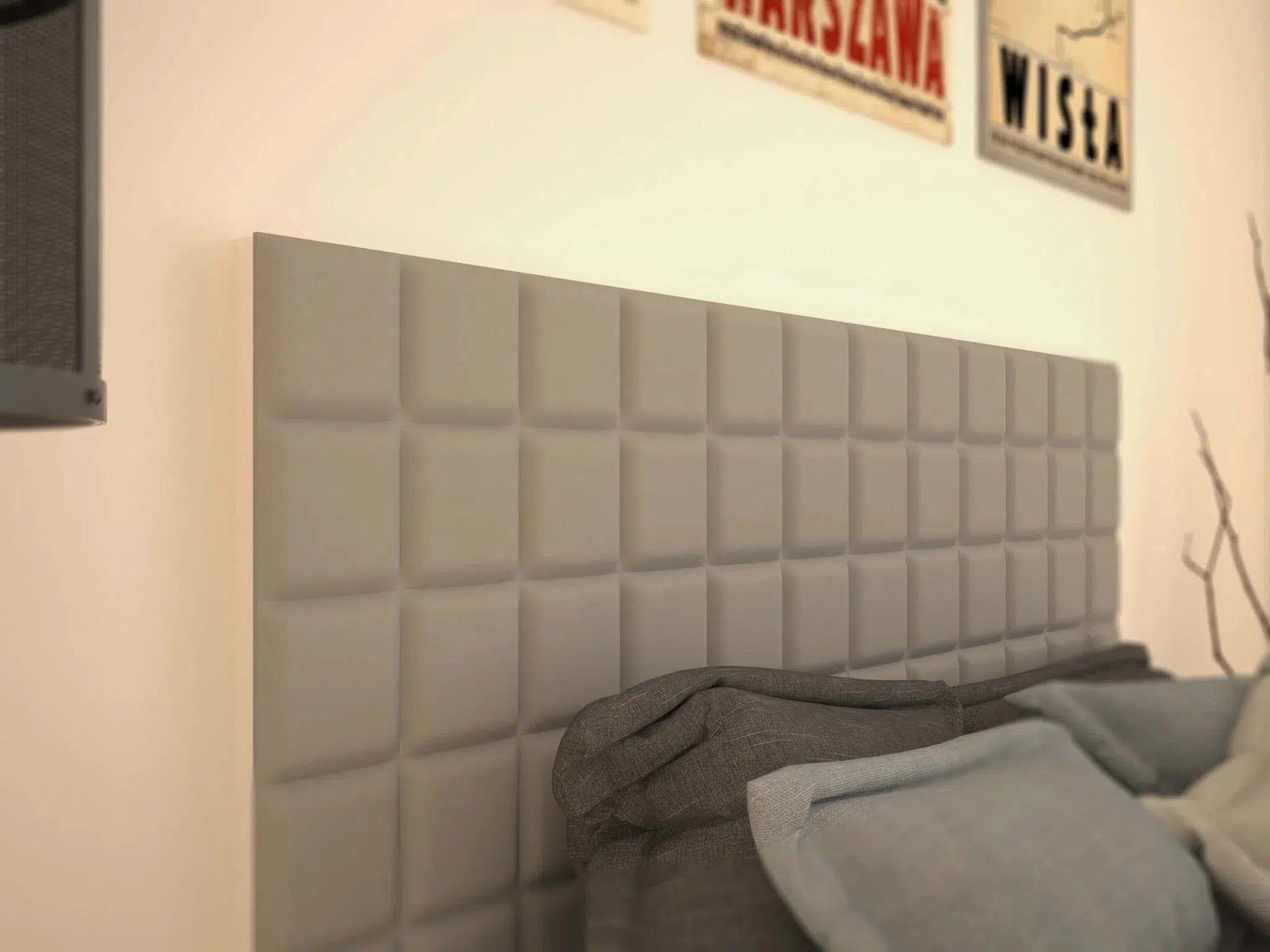 SQUARE 3D Decorative Wall Panels - Polystyrene in bedroom | DecorMania UK