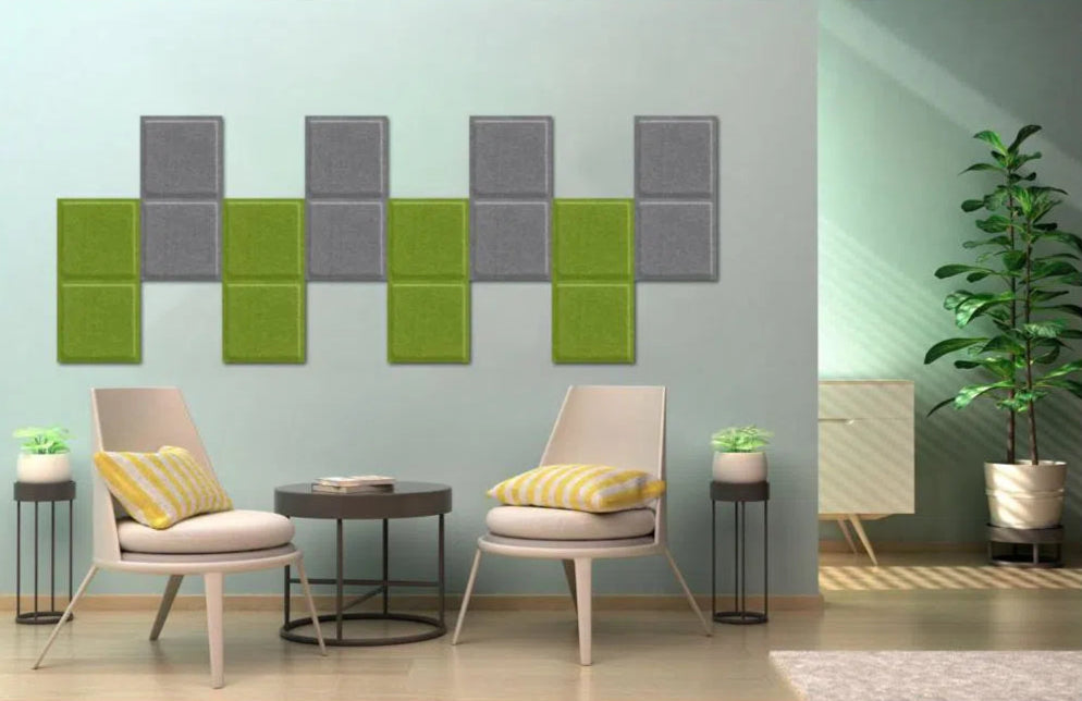 SQUARE BOLD Acoustic 3D Felt Wall Panels composition GREY Multipack Decormania UK