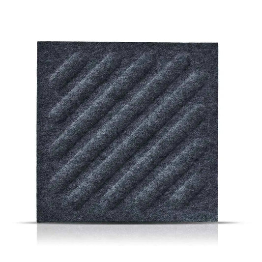 SQUARE RIFT 2 Acoustic 3D Felt Wall Panels on white background GREY Multipack Decormania UK
