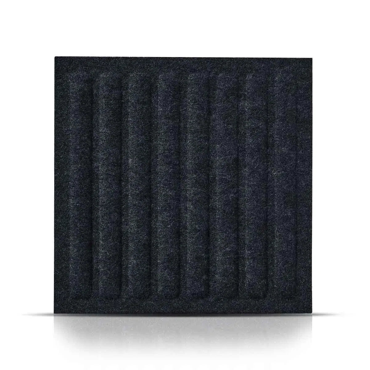 SQUARE RIFT 3D Acoustic Felt Wall Panels on white background BLACK Multipack Decormania UK