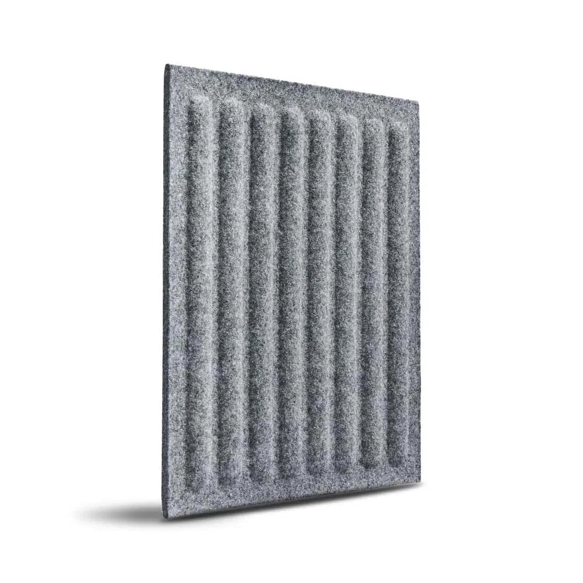 SQUARE RIFT 3D Acoustic Felt Wall Panels on white background GREY Multipack Decormania UK