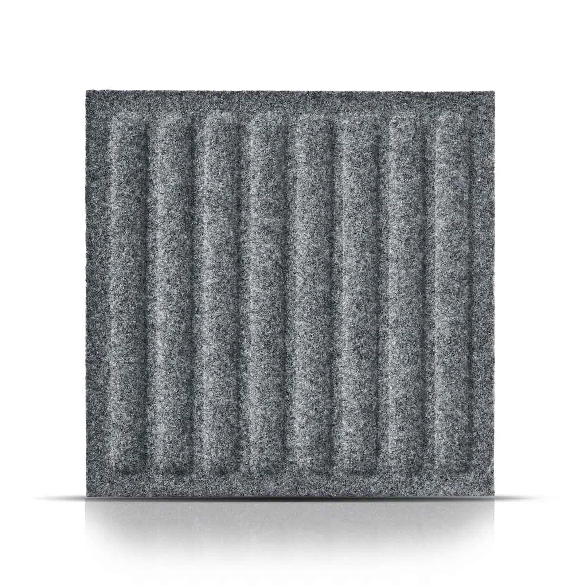 SQUARE RIFT 3D Acoustic Felt Wall Panels on white background GREY Multipack Decormania UK