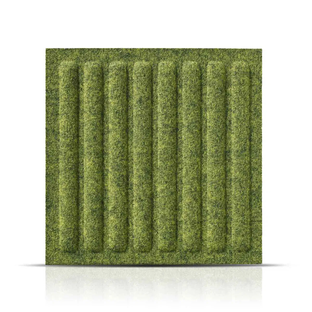 SQUARE RIFT 3D Acoustic Felt Wall Panels on white background OLIVE Multipack Decormania UK