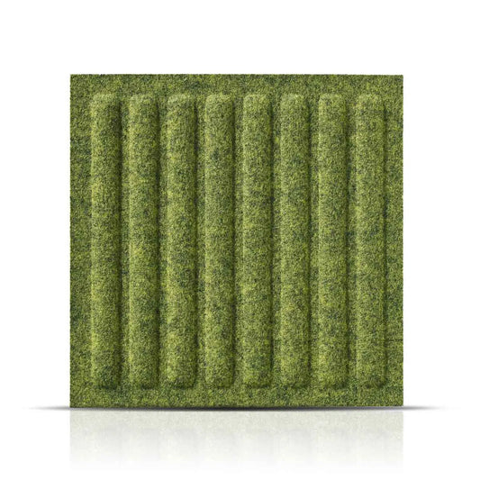 SQUARE RIFT 3D Acoustic Felt Wall Panels on white background OLIVE Multipack Decormania UK