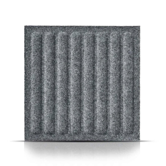 SQUARE RIFT Acoustic 3D Felt Wall Panels on white background GREY Multipack Decormania UK