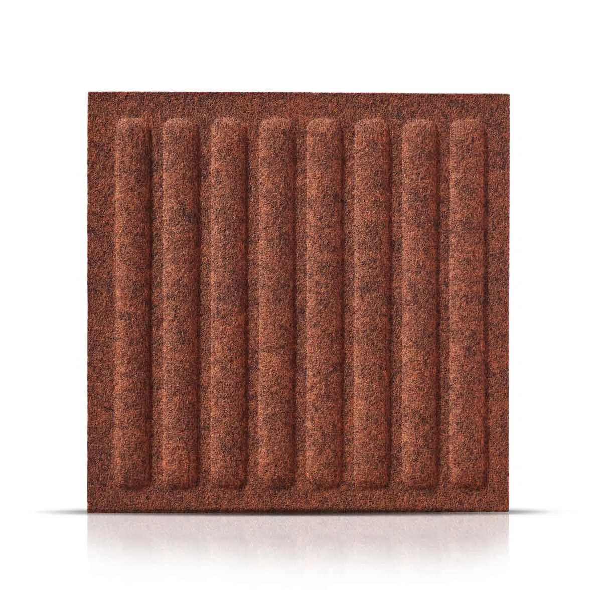 SQUARE RIFT Acoustic 3D Felt Wall Panels on white background RUSTY Multipack Decormania UK