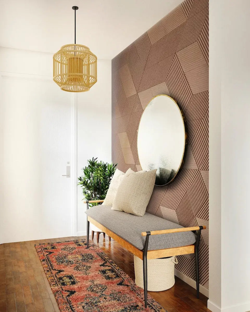 STRIPE - Acoustic 3D Cork Wall Panels in cozy hallway | DecorMania UK