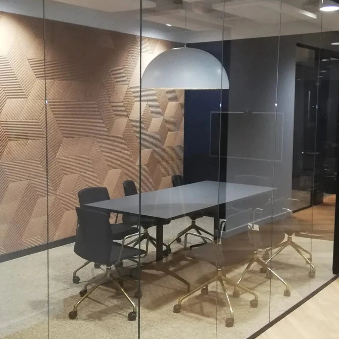 STRIPE - Acoustic 3D Cork Wall Panels in a meeting office room | DecorMania UK