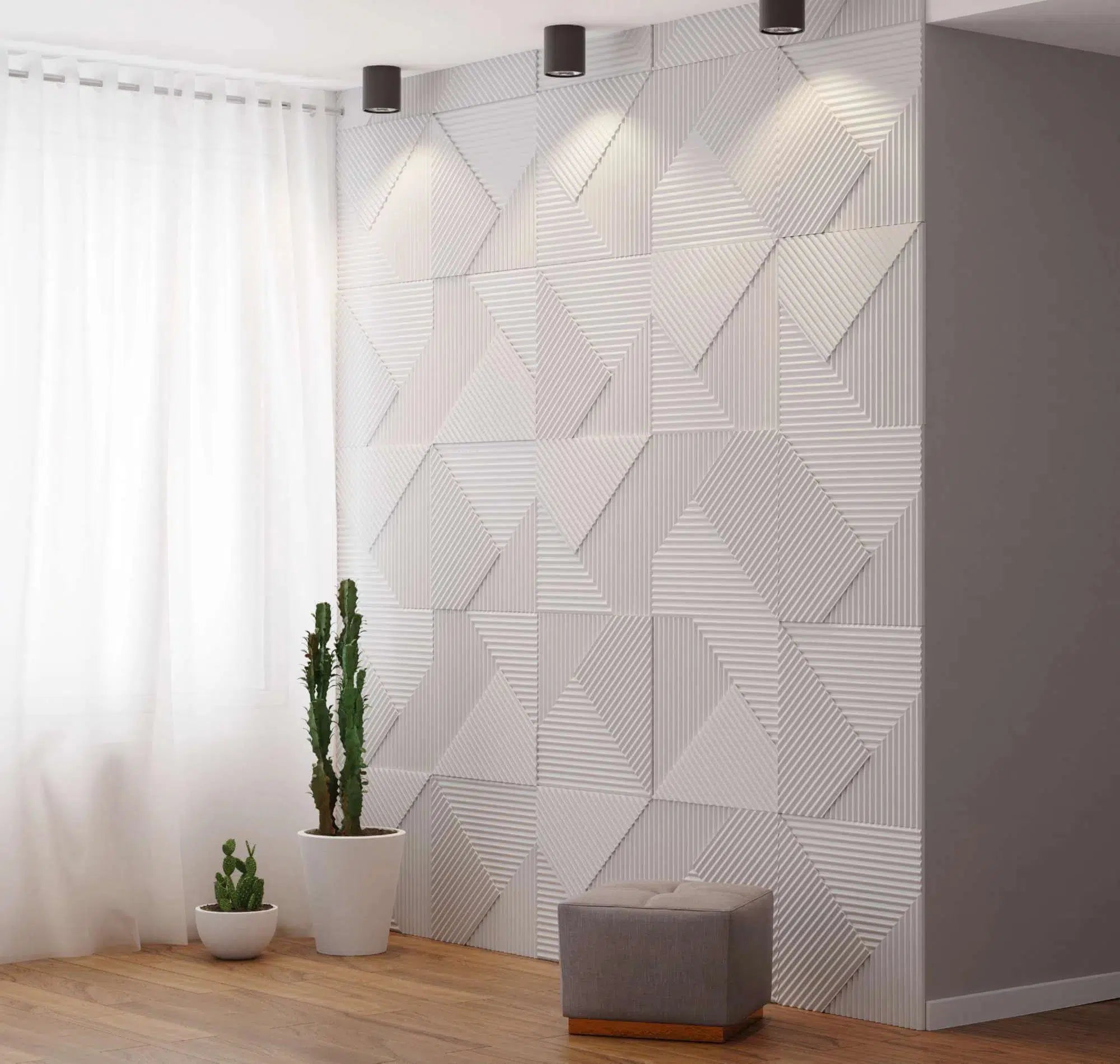 STRIPES 3D Decorative Wall Panels - Polystyrene living white feature wall | DecorMania UK