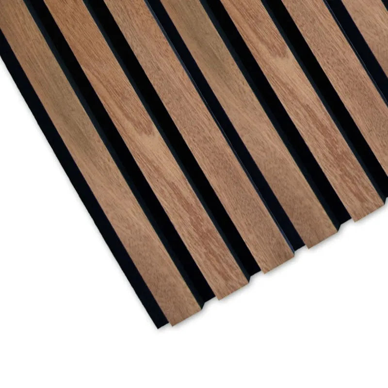 Sapelli Wood Slat Wall Panelling texture closeup 300x60 cm DecorMania UK