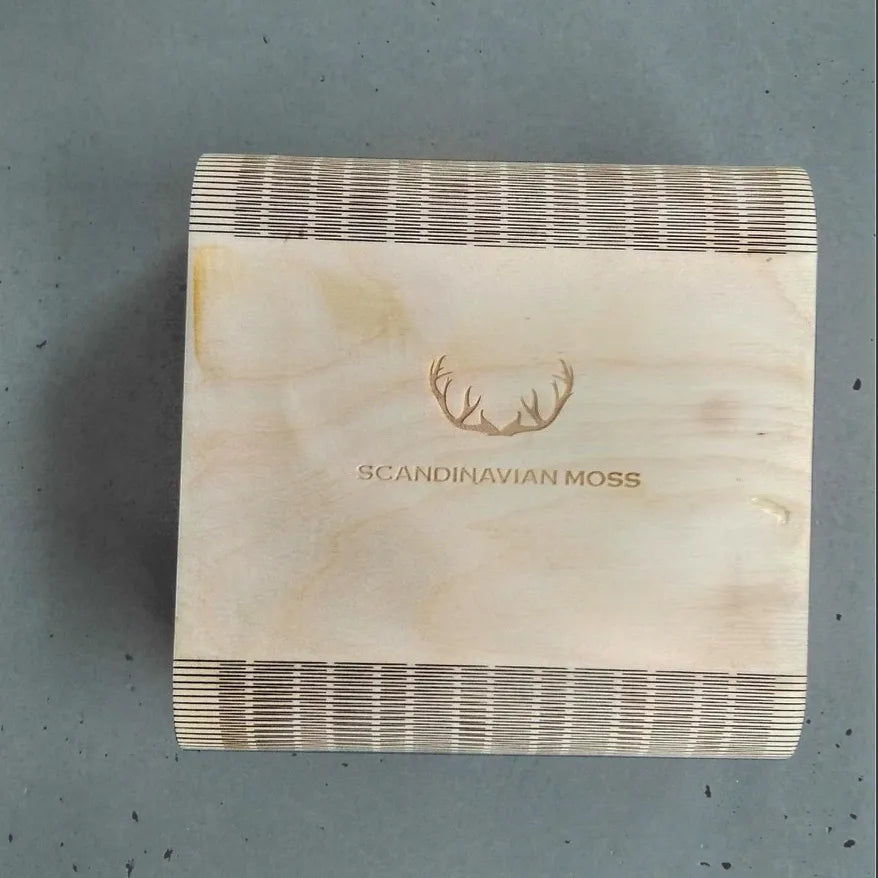 Scandinavian Preserved Moss Sample Box engraved logo Decormania UK