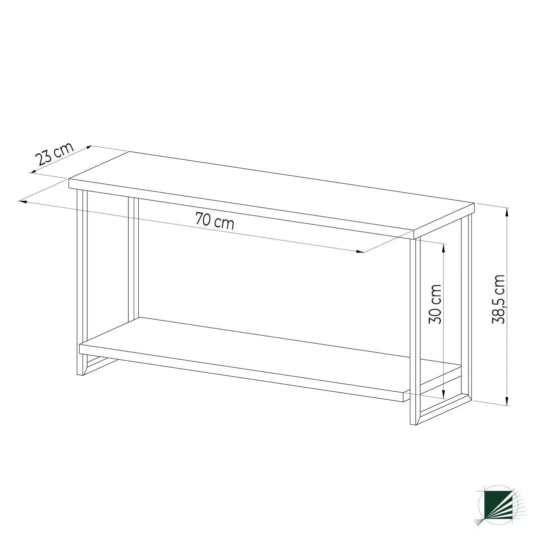 Shelf LOFT Oak Black dimensions on white background DecorMania UK