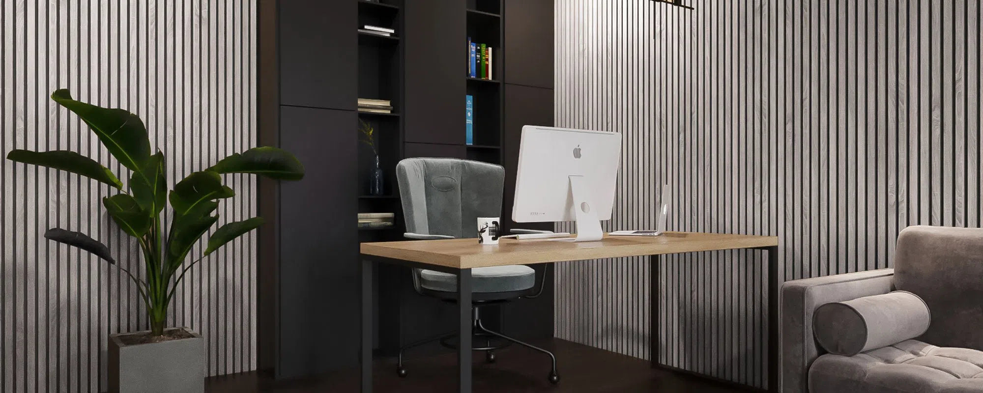 Siberian Acoustic Wood Slat Wall Panel in office interior DecorMania UK