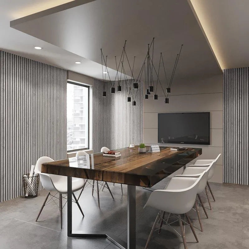 Siberian Wood Slat Wall Panelling in dining room interior 300x60 cm DecorMania UK