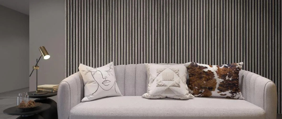 Siberian Wood Slat Wall Panelling with couch 300x60 cm DecorMania UK