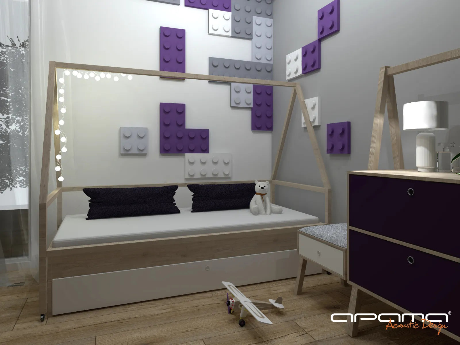 Soft Foam Wall Panels - BUILDING BLOCKS For Kids 25x75 in bedroom interior DecorMania UK